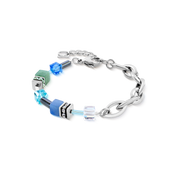 Bracciale GeoCUBE® Chunky Chain argento-blu