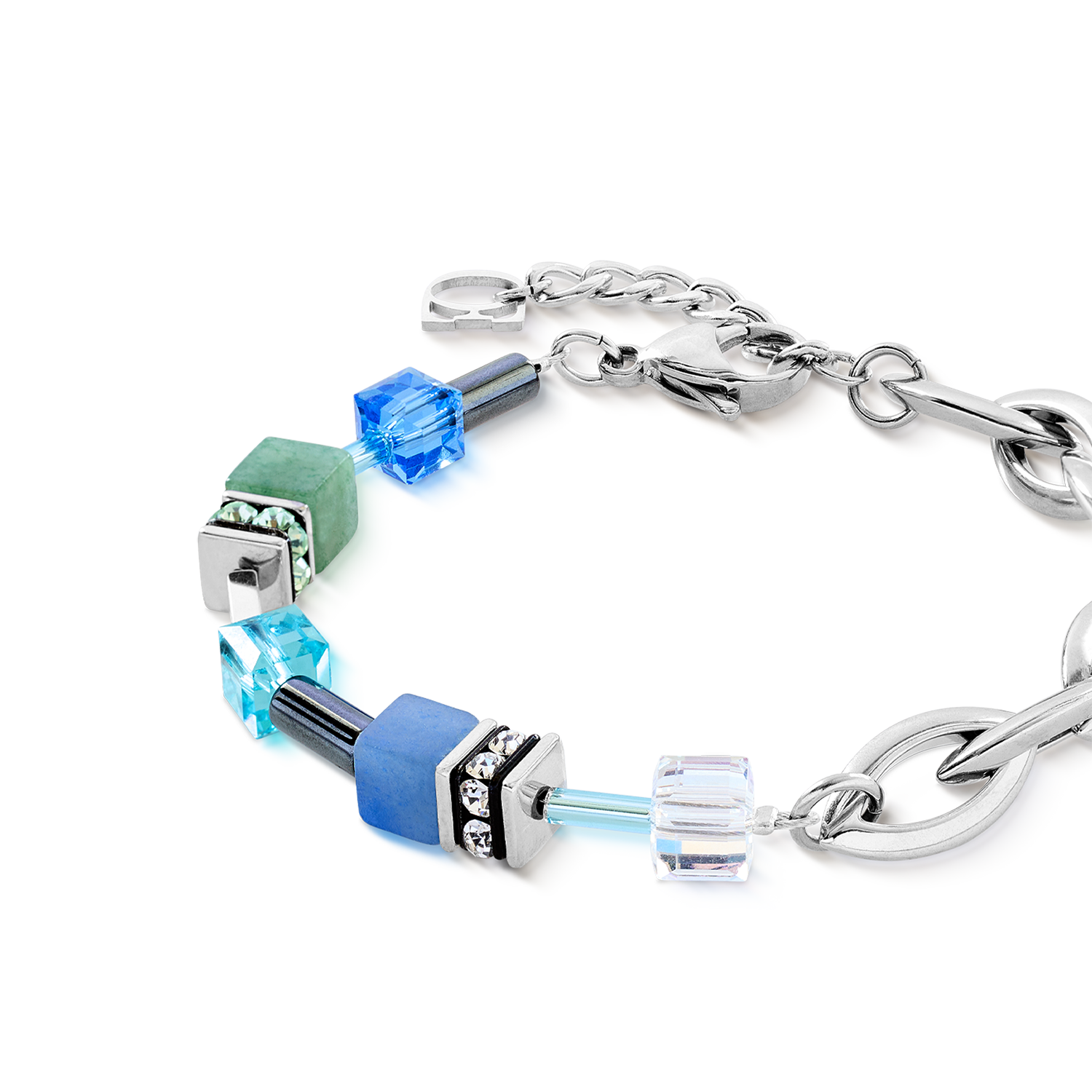 Bracciale GeoCUBE® Chunky Chain argento-blu