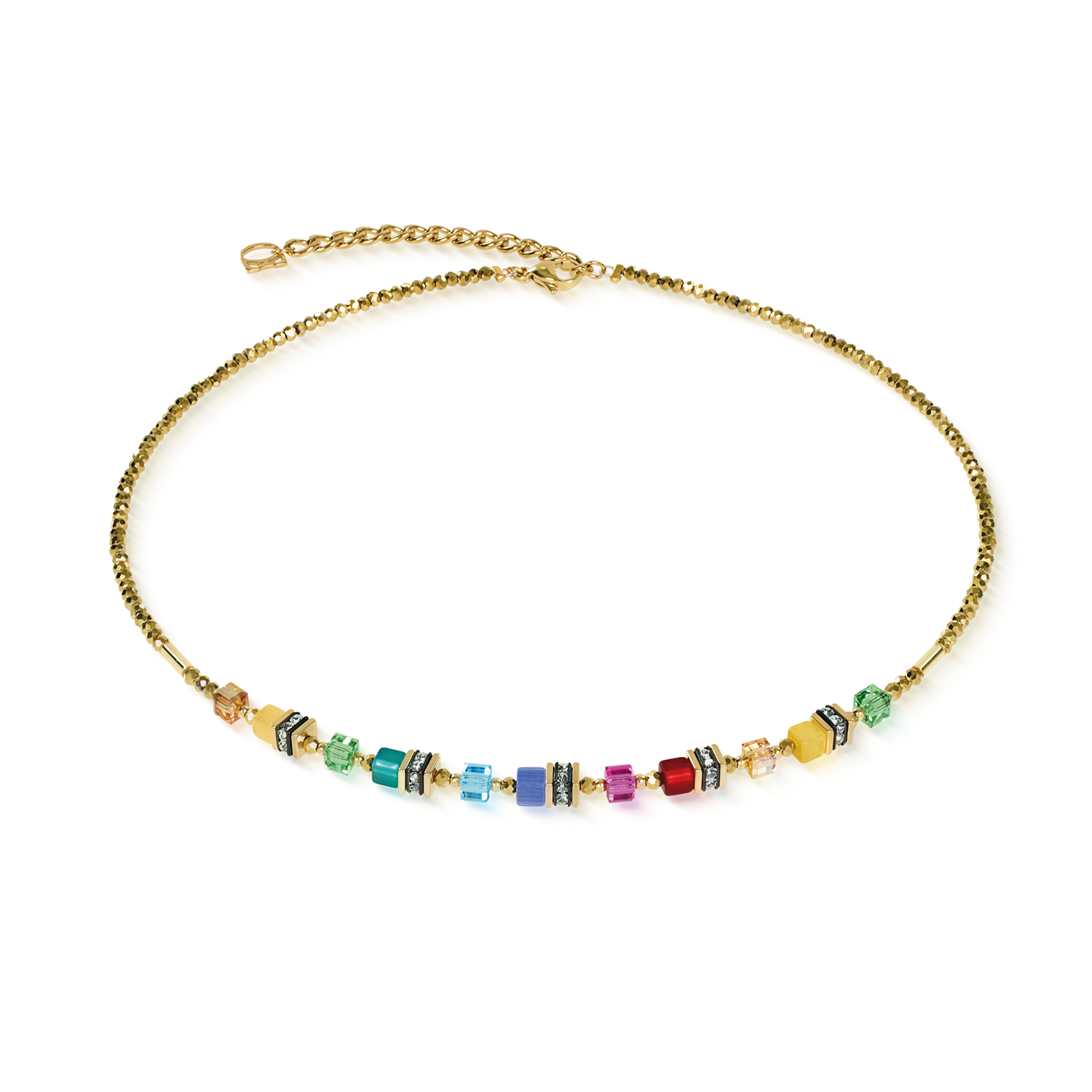 Collana Mini Cubes multicolore rainbow oro
