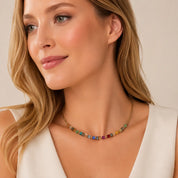 COEUR DE LION Collana Mini Cubes multicolore rainbow oro – indossato