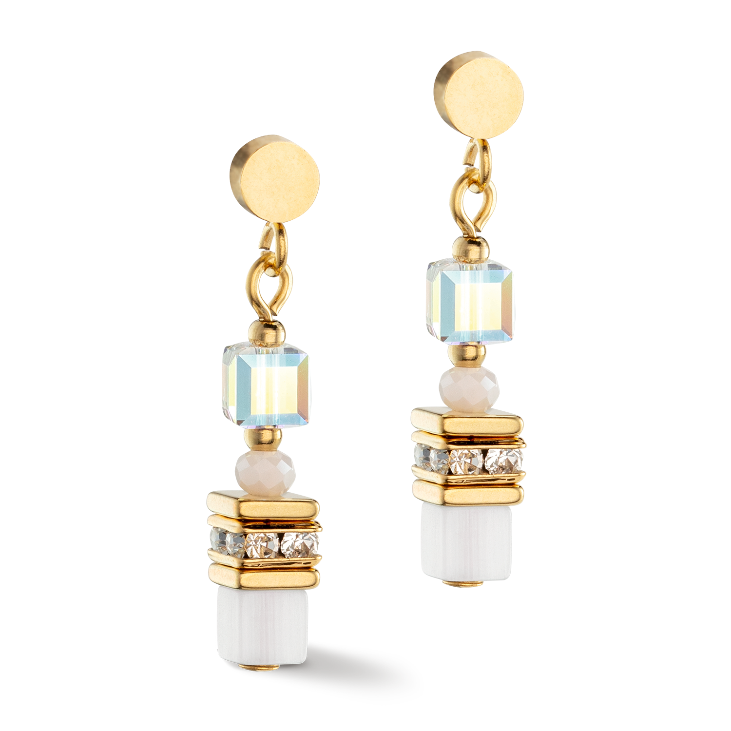 Orecchini Mini Cubes oro-bianco