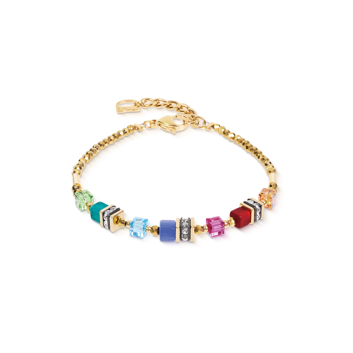 Bracciale Mini Cubes multicolore rainbow oro