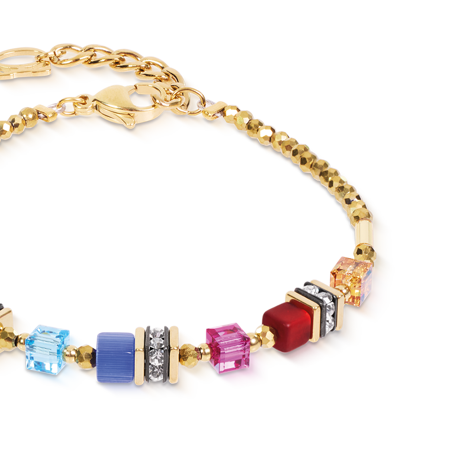 Bracciale Mini Cubes multicolore rainbow oro