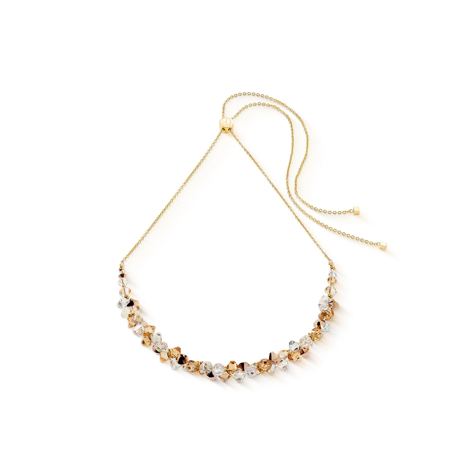 Collana Dancing Crystals oro-beige