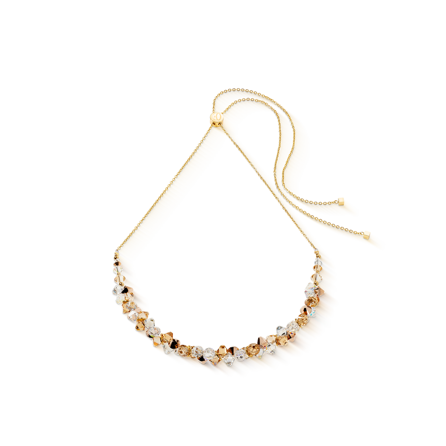 Collana Dancing Crystals oro-beige