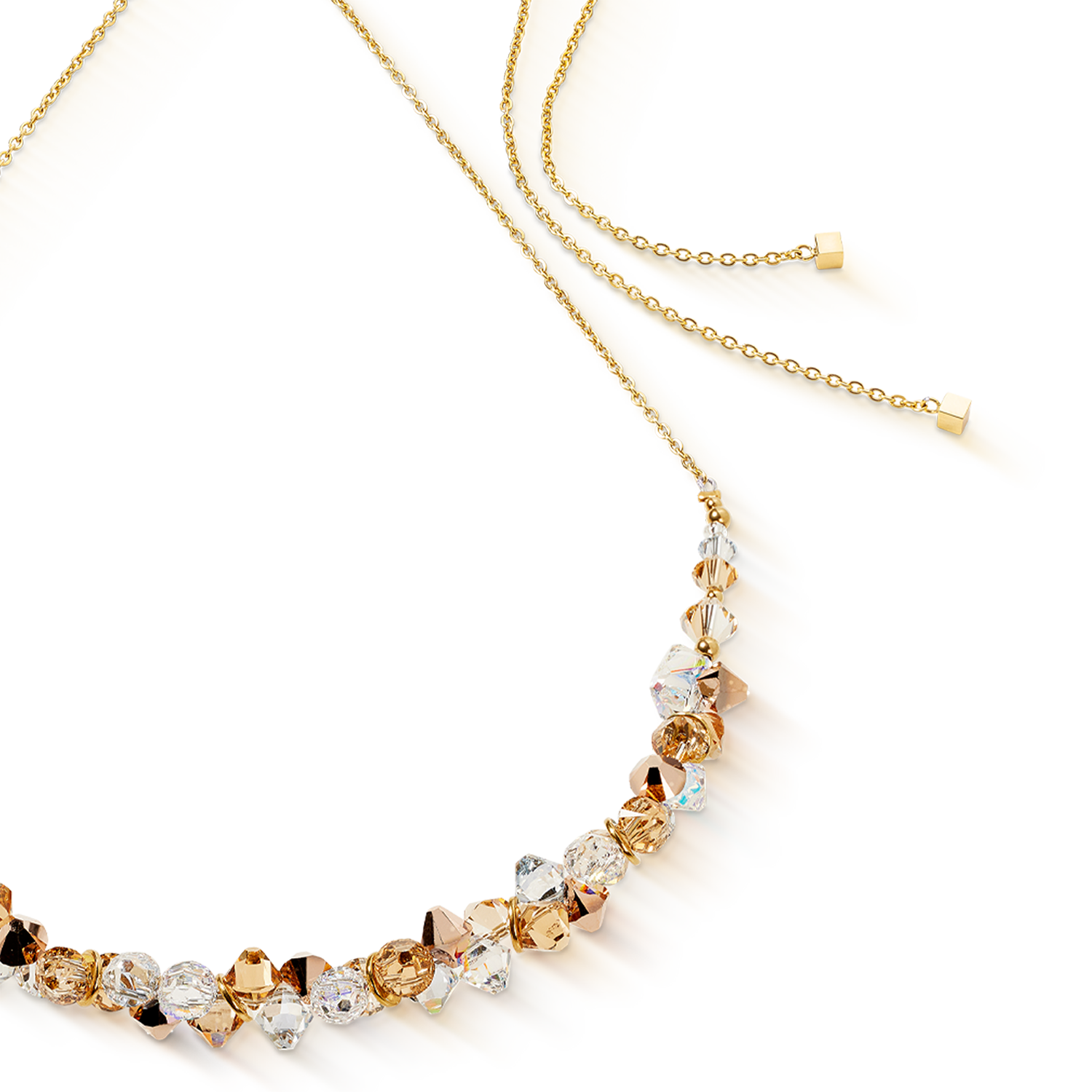 Collana Dancing Crystals oro-beige