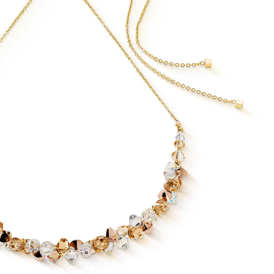 Collana Dancing Crystals oro-beige