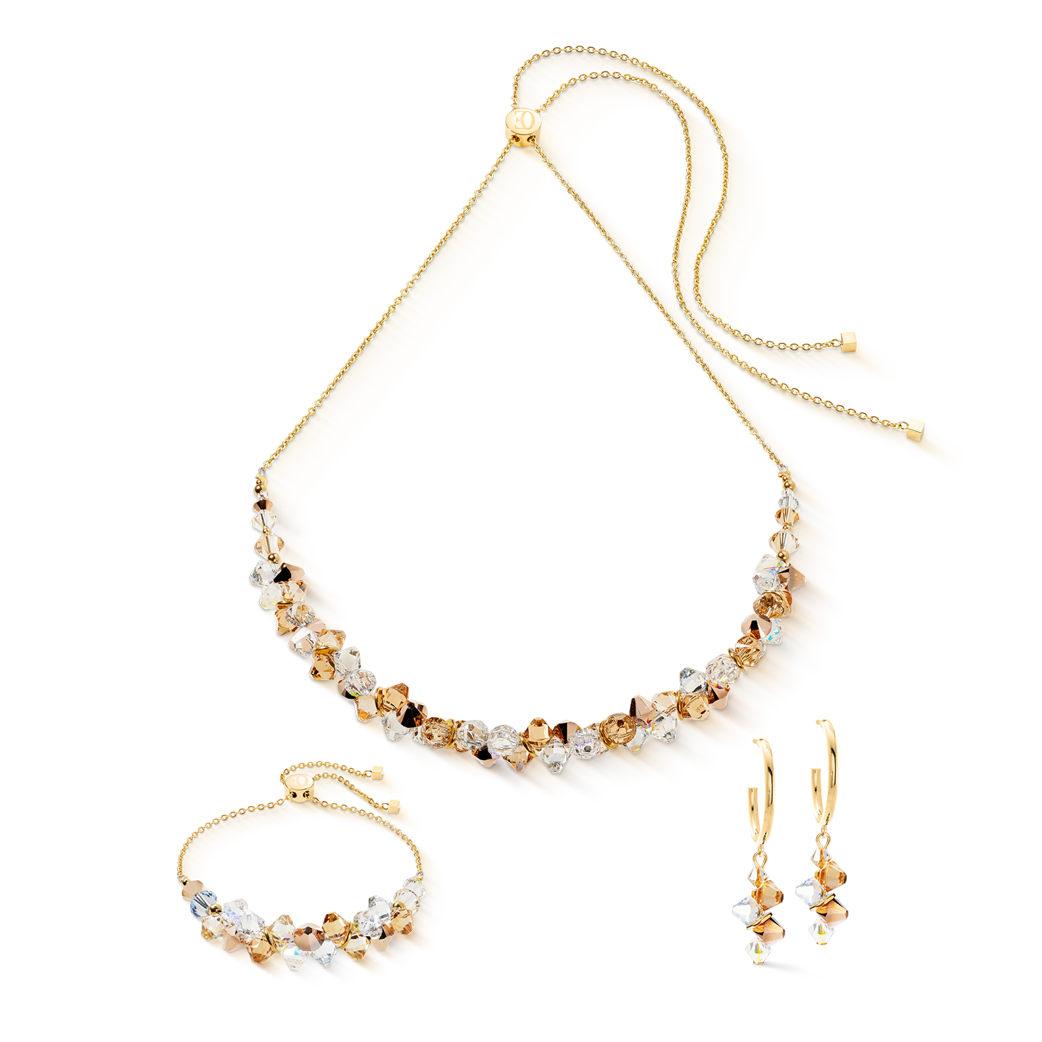 Collana Dancing Crystals oro-beige