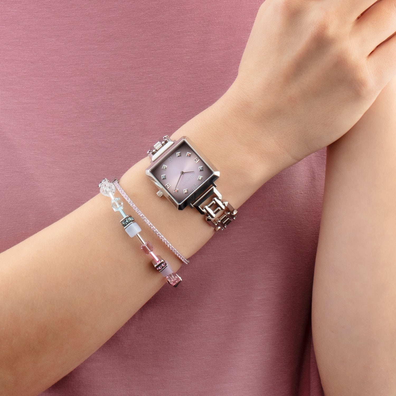 Bracciale Iconic Precious GeoCUBE® rosa-lilla