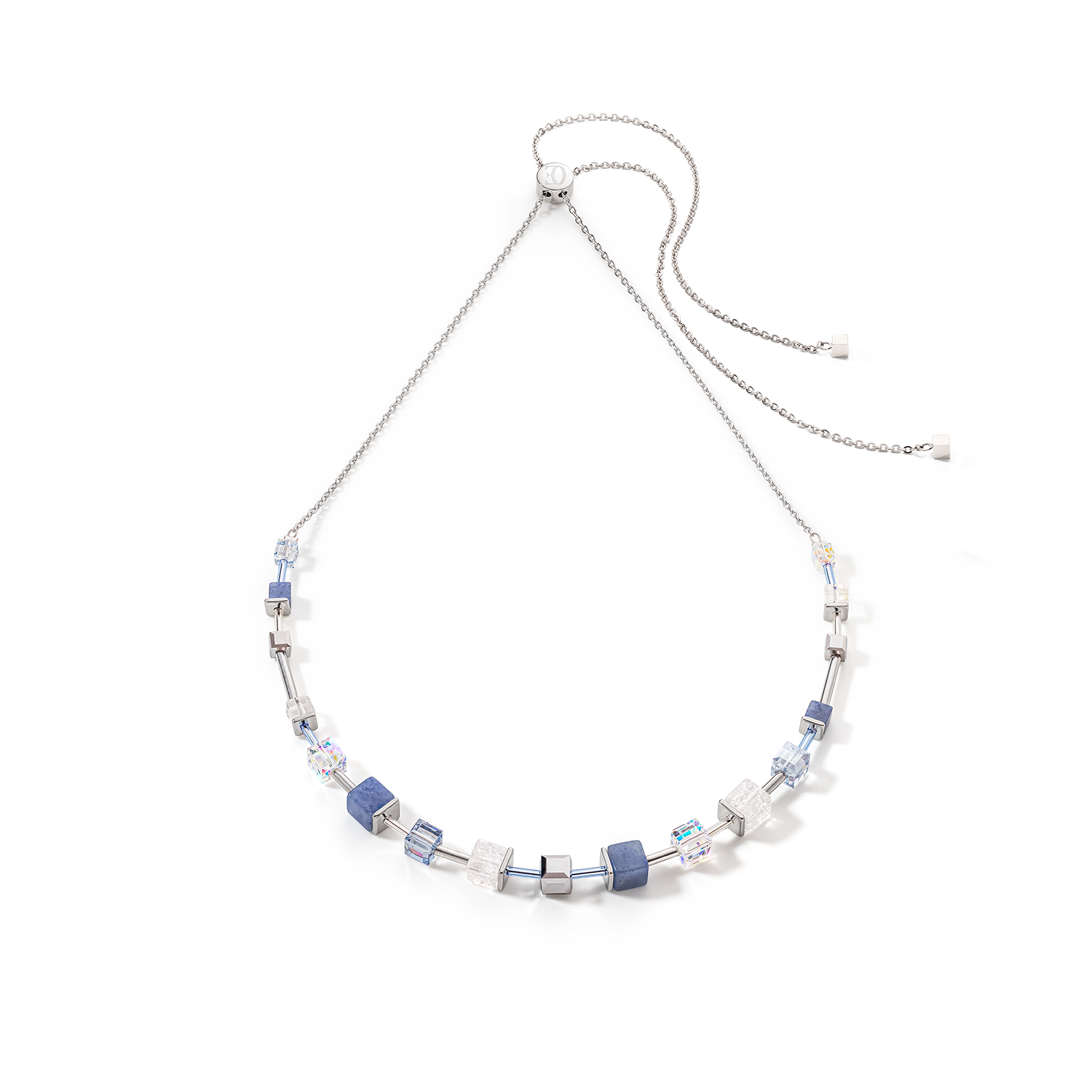 Collana GeoCUBE® Precious & Slider Closure argento blu