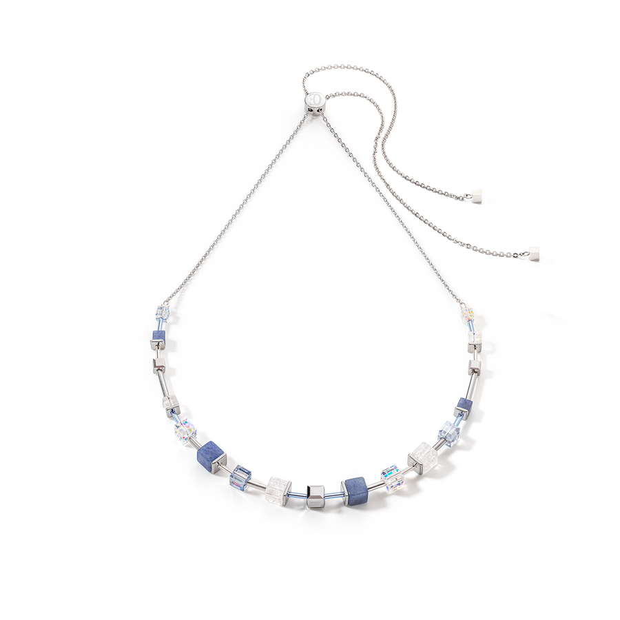 Collana GeoCUBE® Precious & Slider Closure argento blu