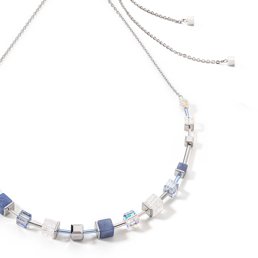 Collana GeoCUBE® Precious & Slider Closure argento blu