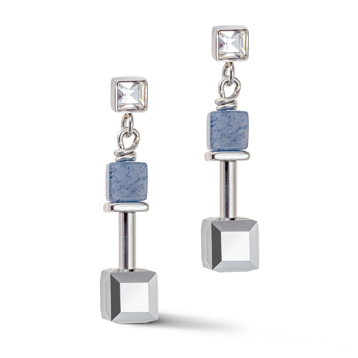 Orecchini GeoCUBE® Precious & Slider Closure argento blu