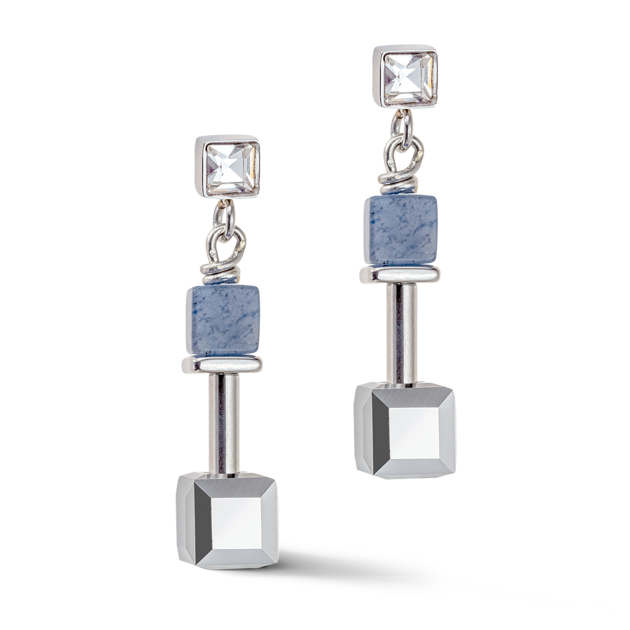 Orecchini GeoCUBE® Precious & Slider Closure argento blu