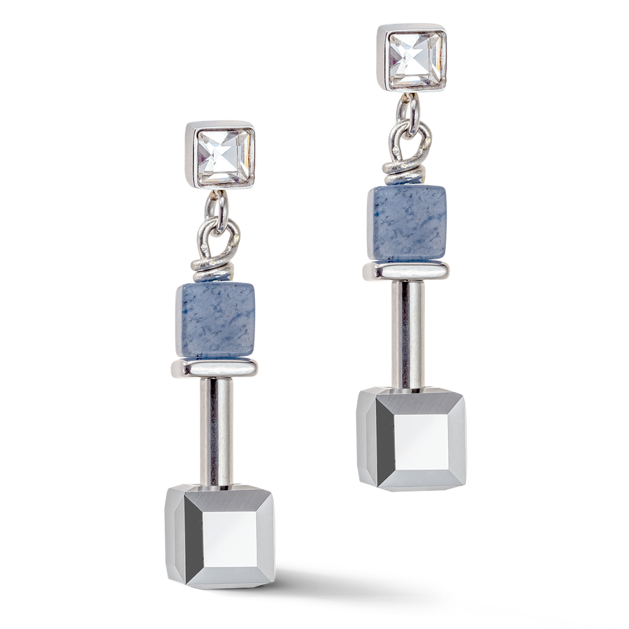 Orecchini GeoCUBE® Precious & Slider Closure argento blu
