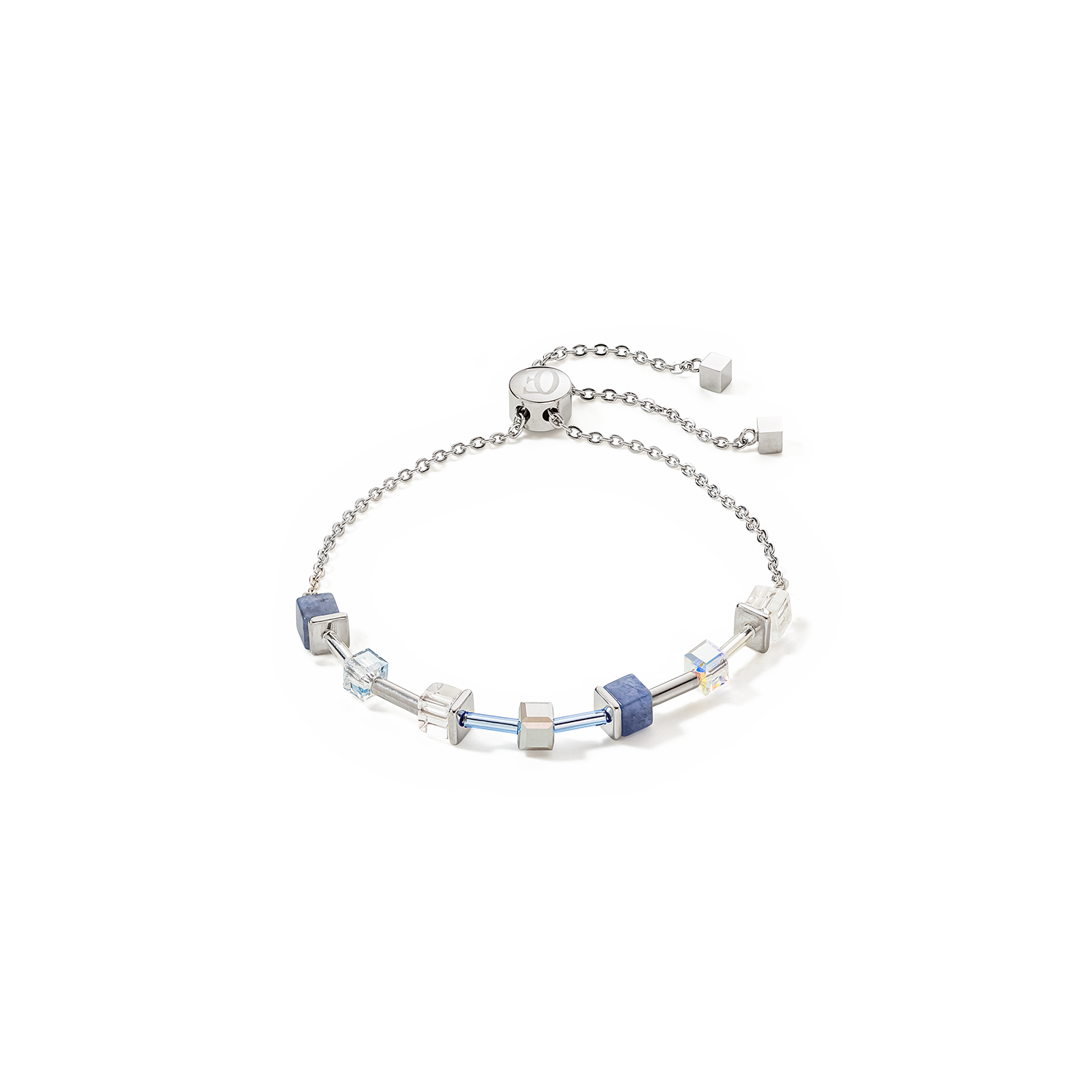 Braccialetto GeoCUBE® Precious & Slider Closure argento blu