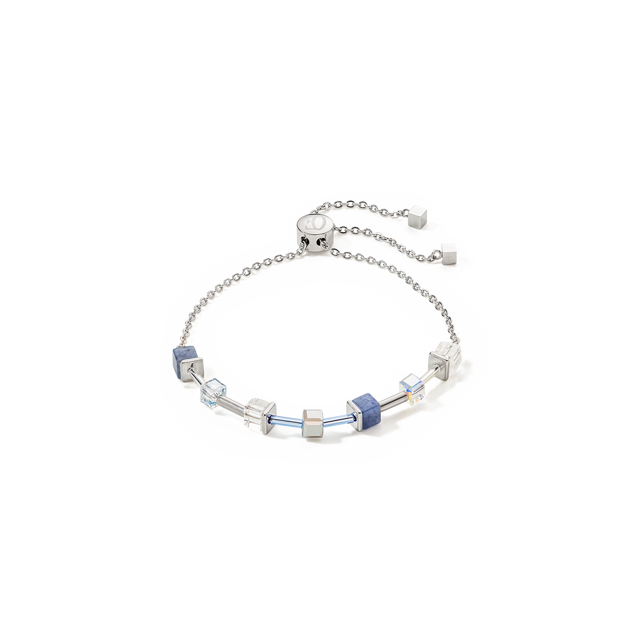 Braccialetto GeoCUBE® Precious & Slider Closure argento blu