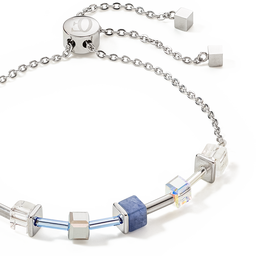 Braccialetto GeoCUBE® Precious & Slider Closure argento blu
