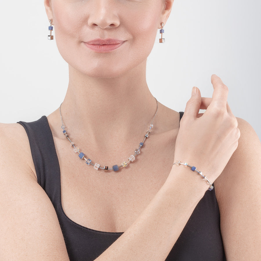 Braccialetto GeoCUBE® Precious & Slider Closure argento blu