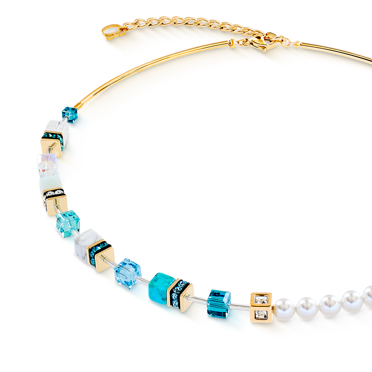 Collana GeoCUBE® Precious Fusion Pearls turchese