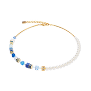 Collana GeoCUBE® Precious Fusion Pearls blu