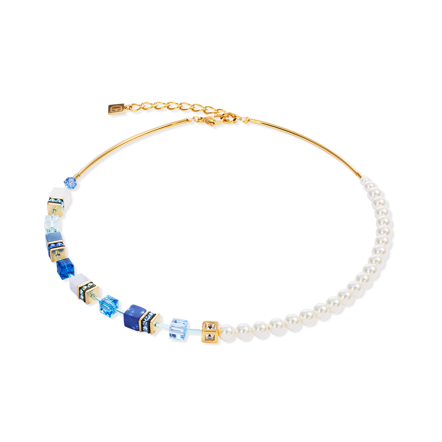 Collana GeoCUBE® Precious Fusion Pearls blu