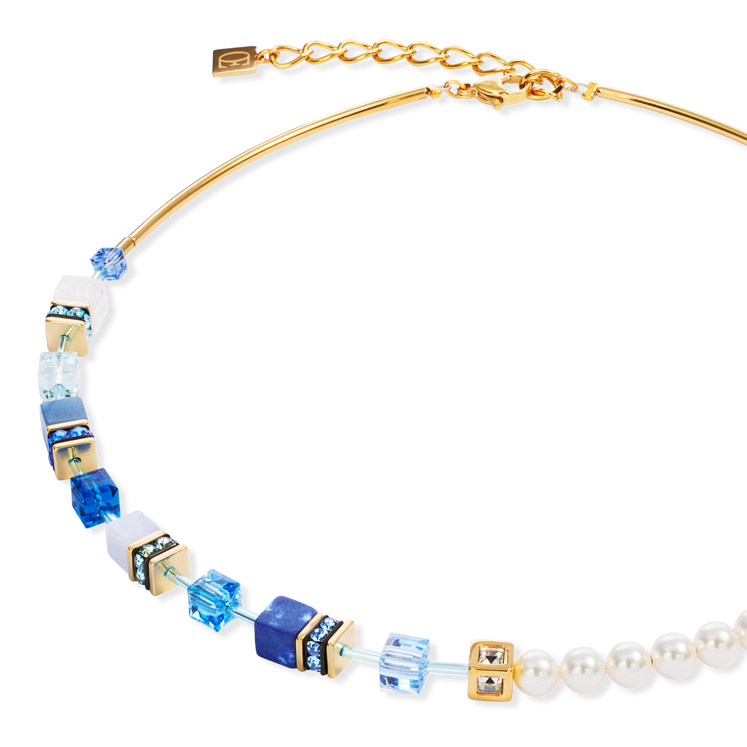 Collana GeoCUBE® Precious Fusion Pearls blu