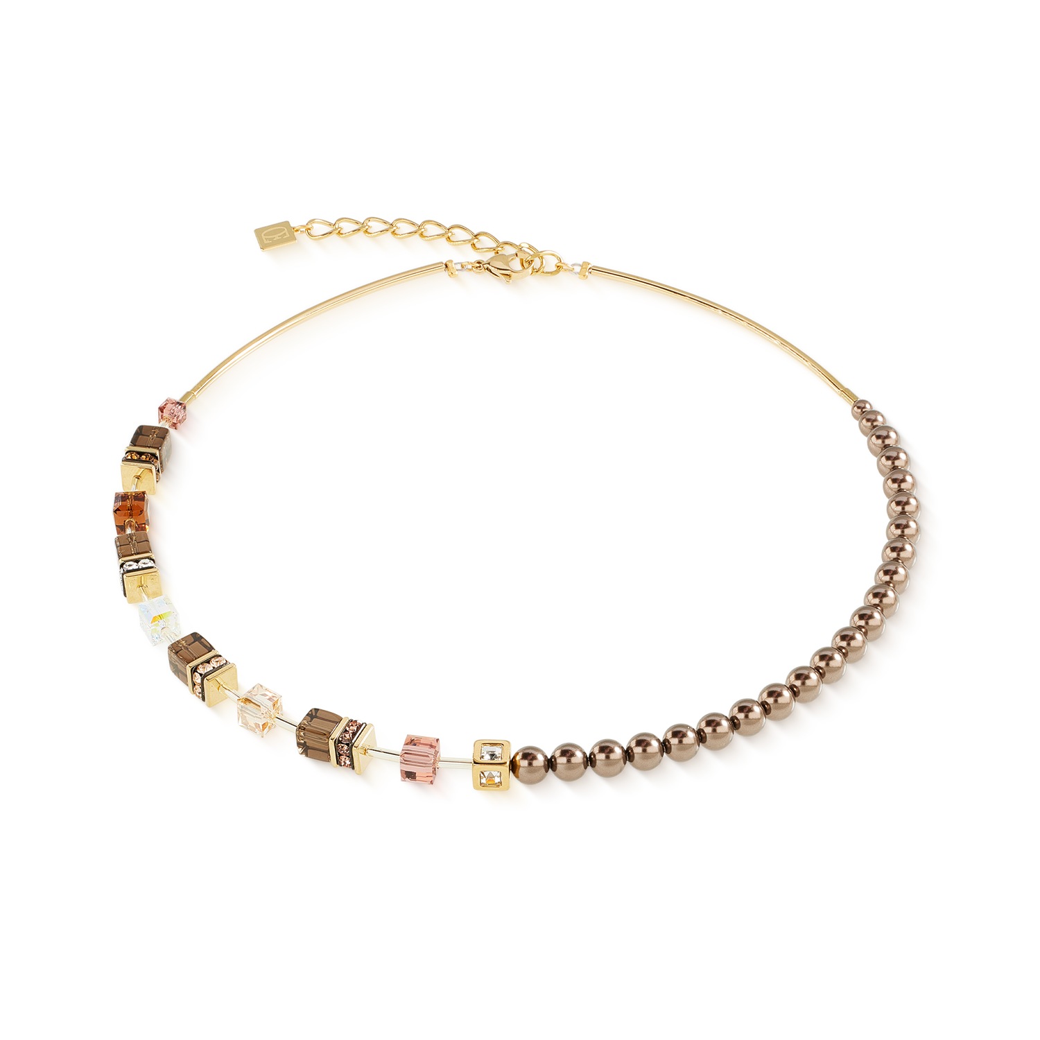 Collana GeoCUBE® Precious Fusion Pearls Mocha Mousse
