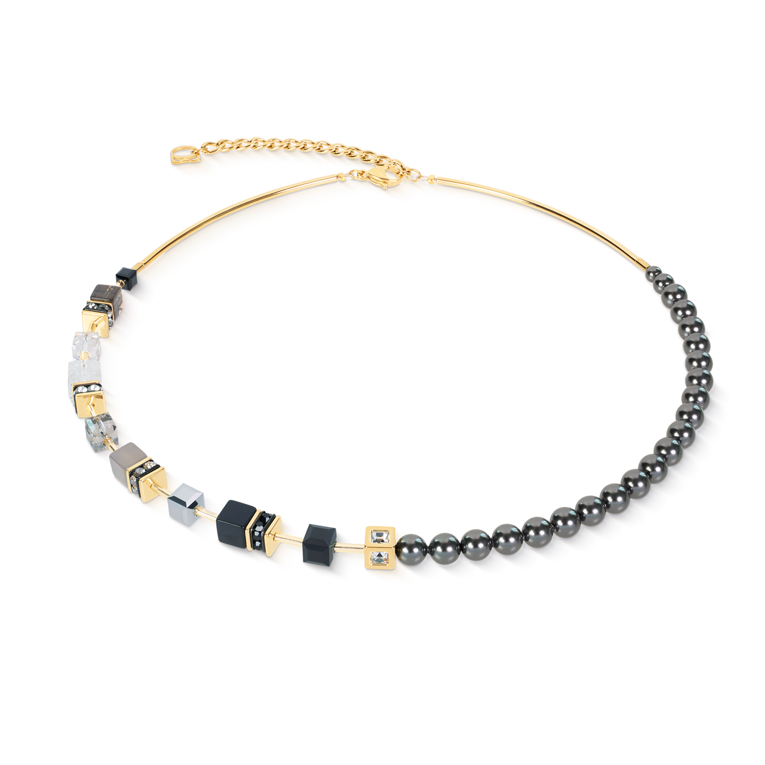 GeoCUBE® Precious Fusion Pearls Collana Anthracite Glow