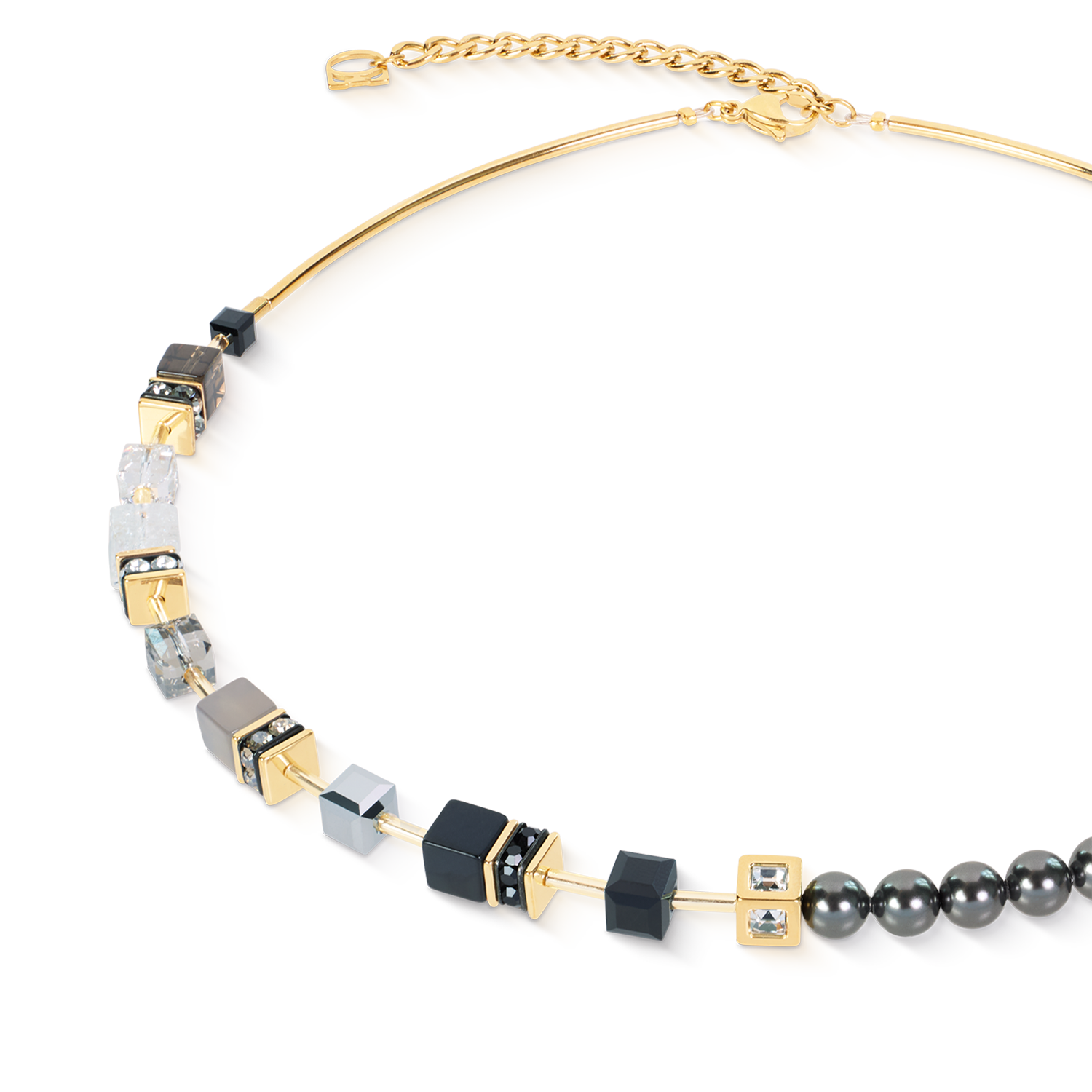 GeoCUBE® Precious Fusion Pearls Collana Anthracite Glow