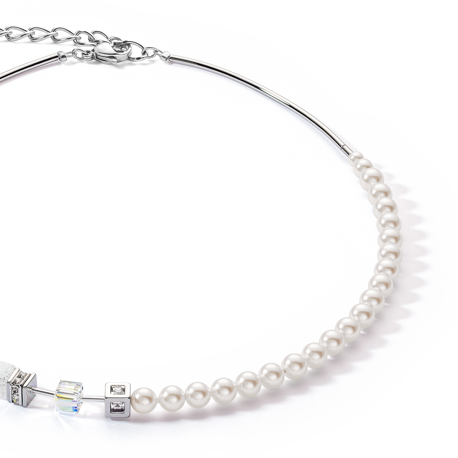 Collana GeoCUBE® Precious Fusion Pearls bianca