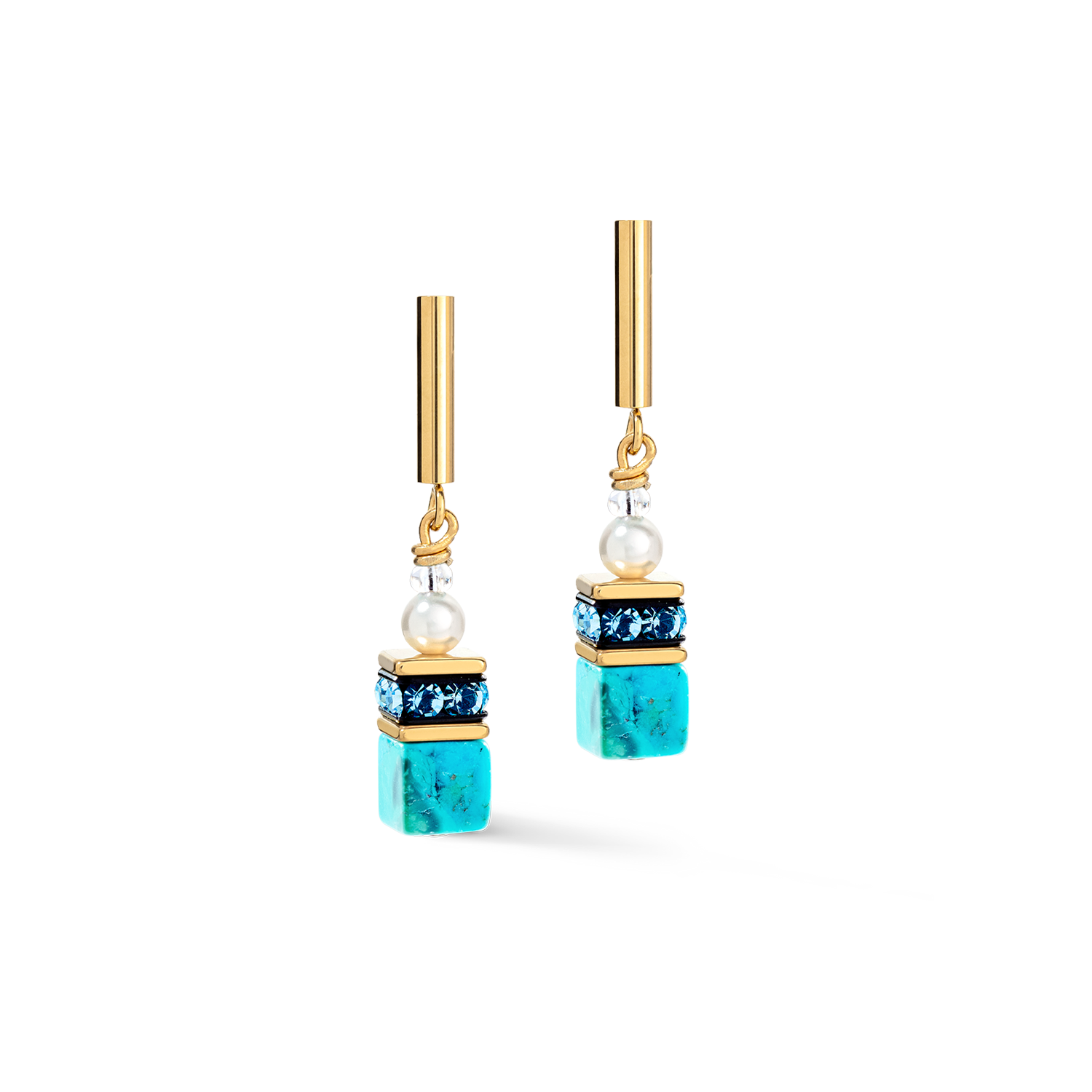 Orecchini GeoCUBE® Precious Fusion Pearls turchese