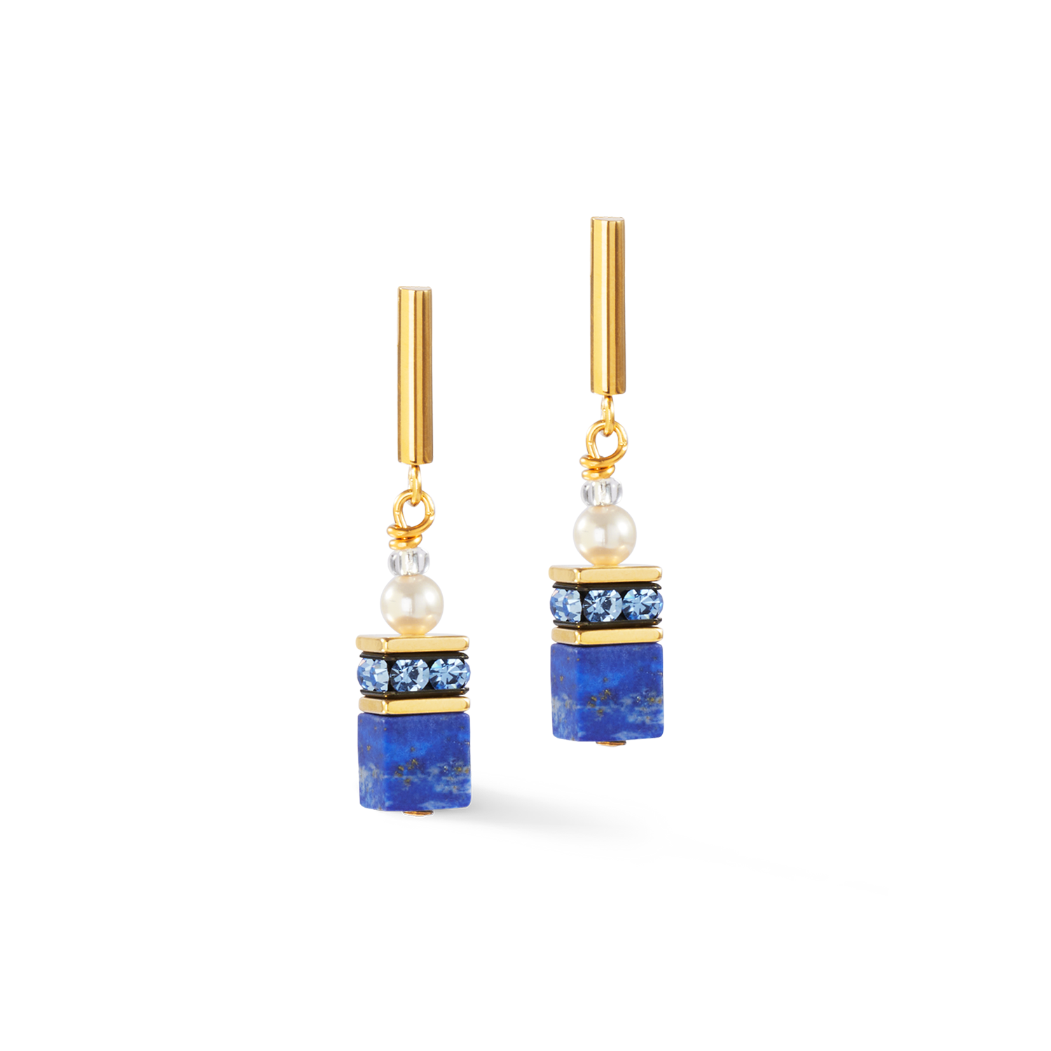 Orecchini GeoCUBE® Precious Fusion Pearls blu