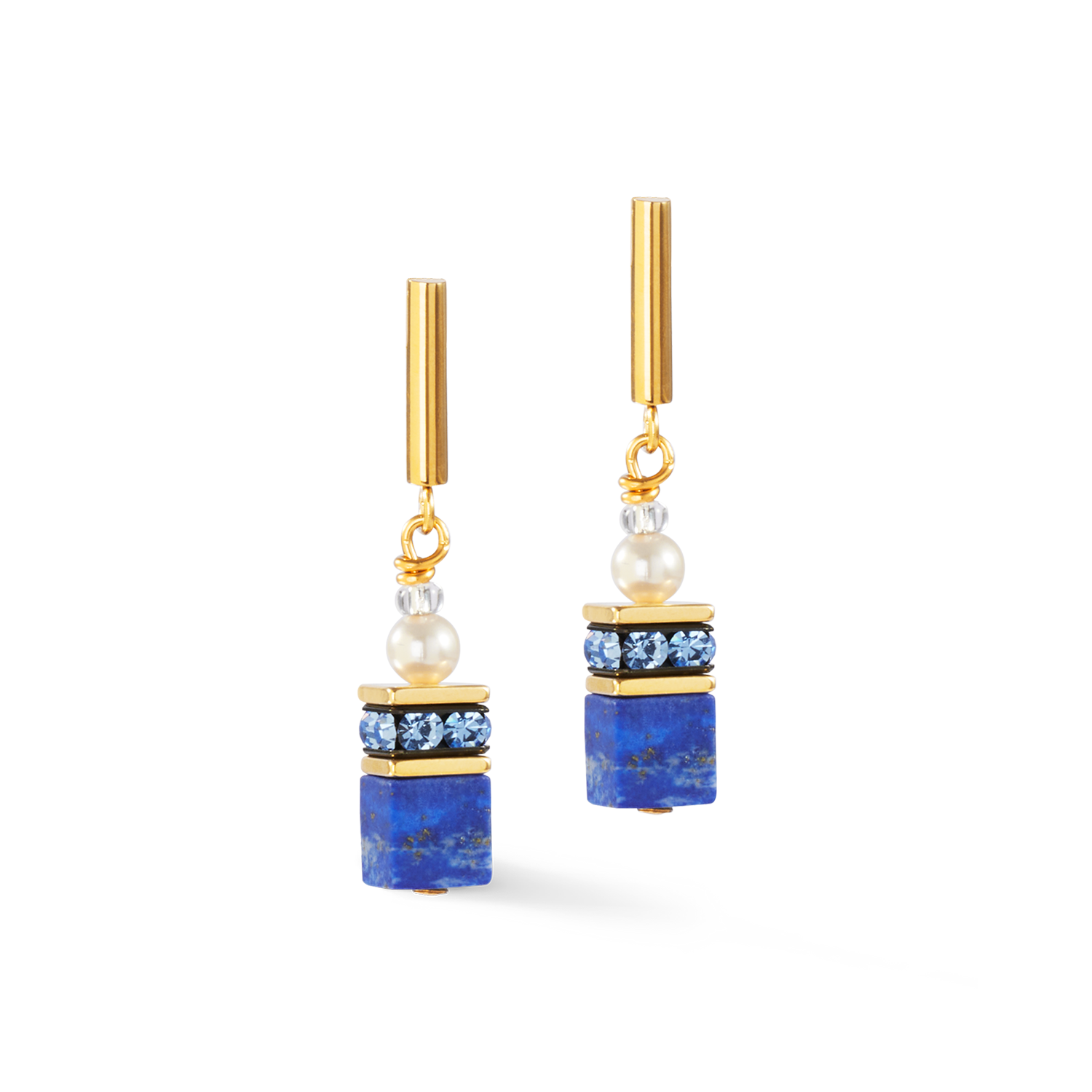 Orecchini GeoCUBE® Precious Fusion Pearls blu