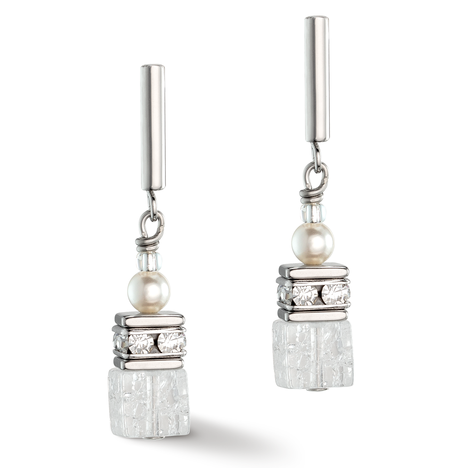 Orecchini GeoCUBE® Precious Fusion Pearls bianchi