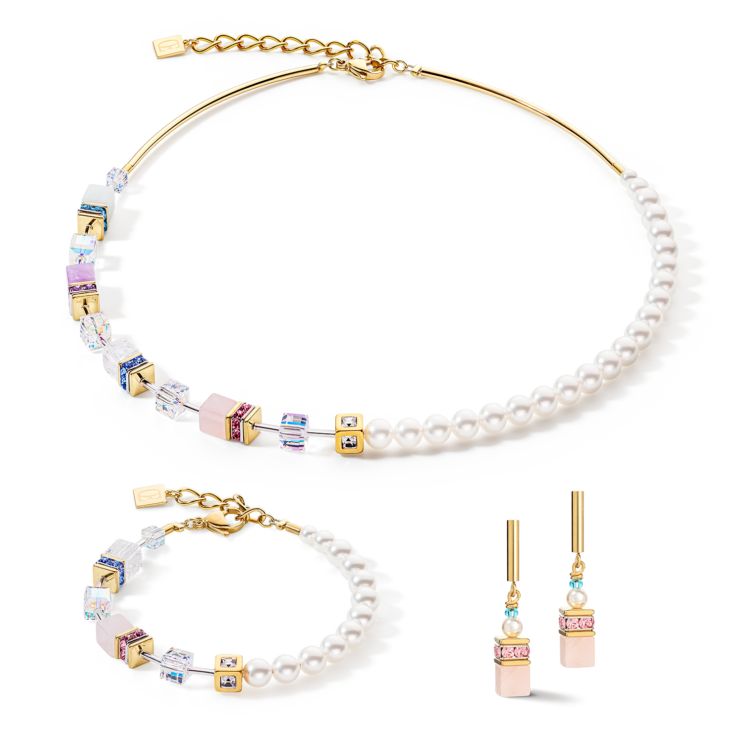 Bracciale GeoCUBE® Precious Fusion Pearls multicolor-pastello