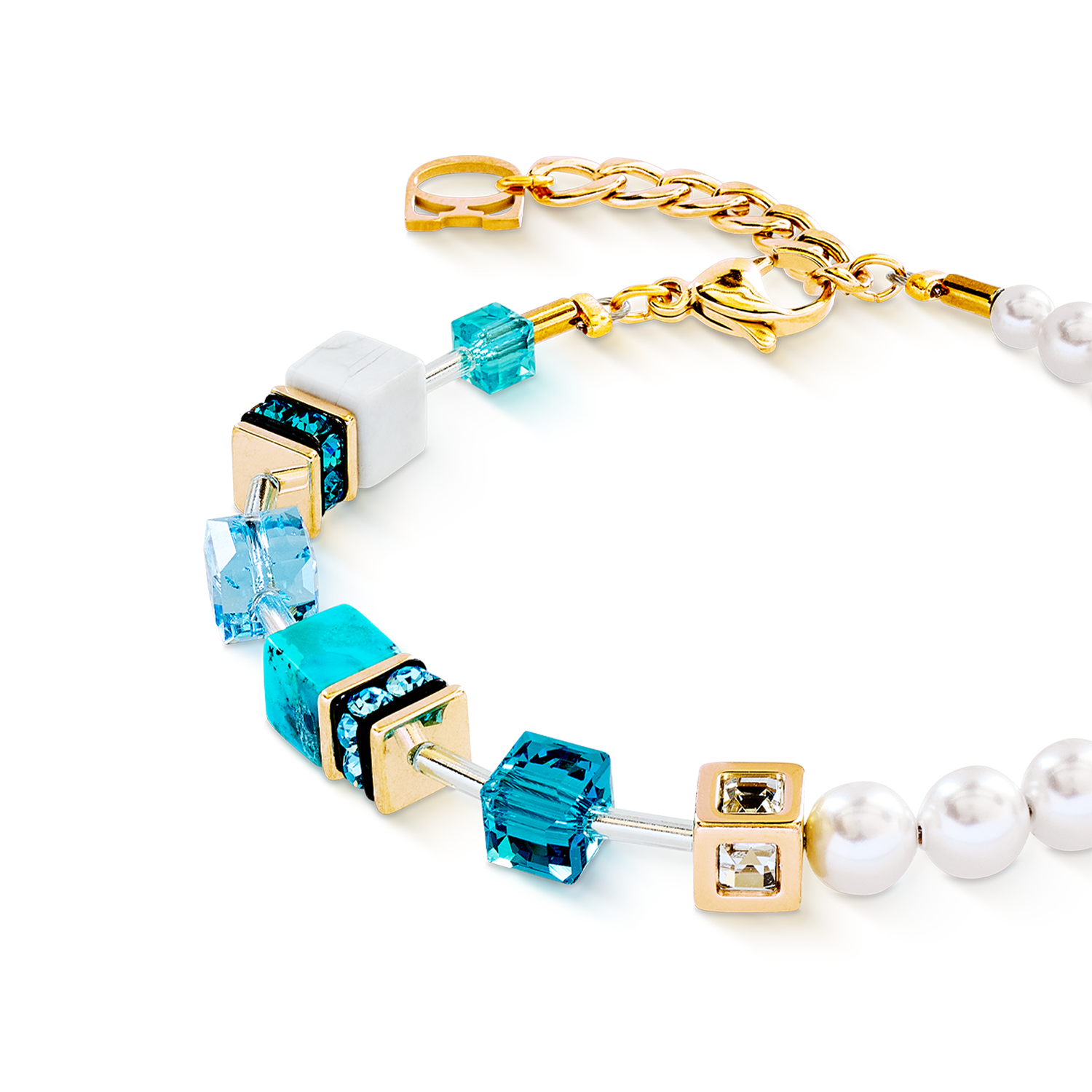 Bracciale GeoCUBE® Precious Fusion Pearls turchese