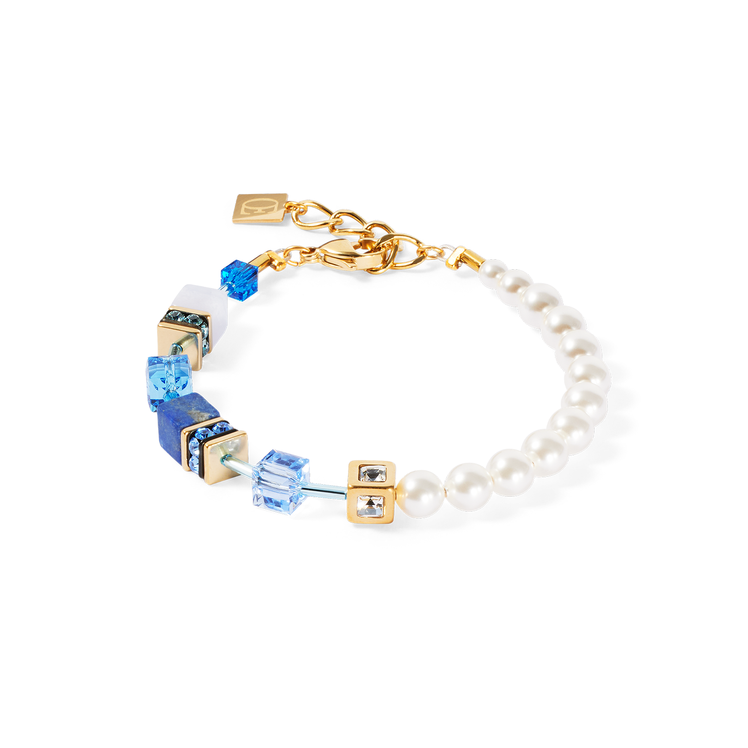 Bracciale GeoCUBE® Precious Fusion Pearls blu