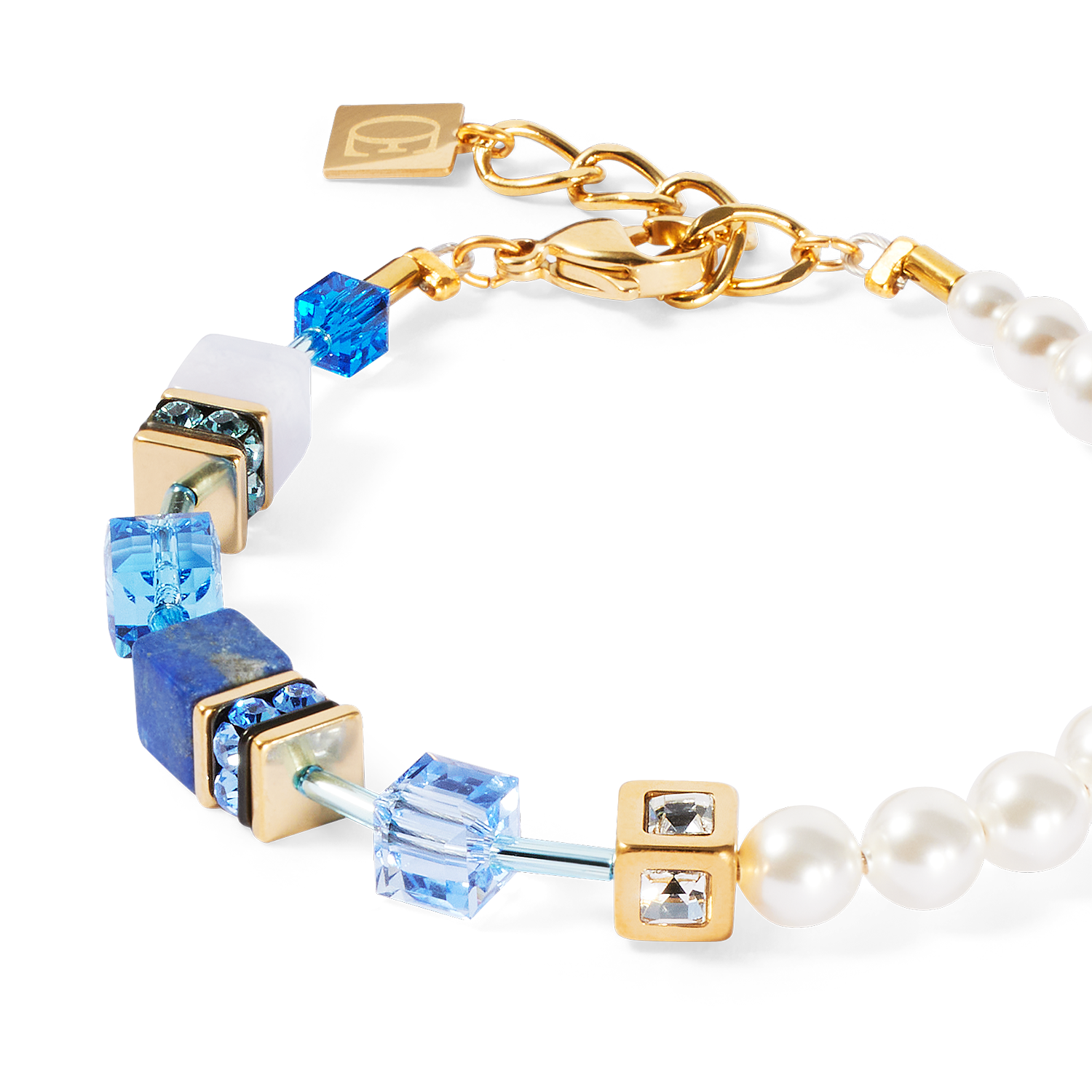 Bracciale GeoCUBE® Precious Fusion Pearls blu