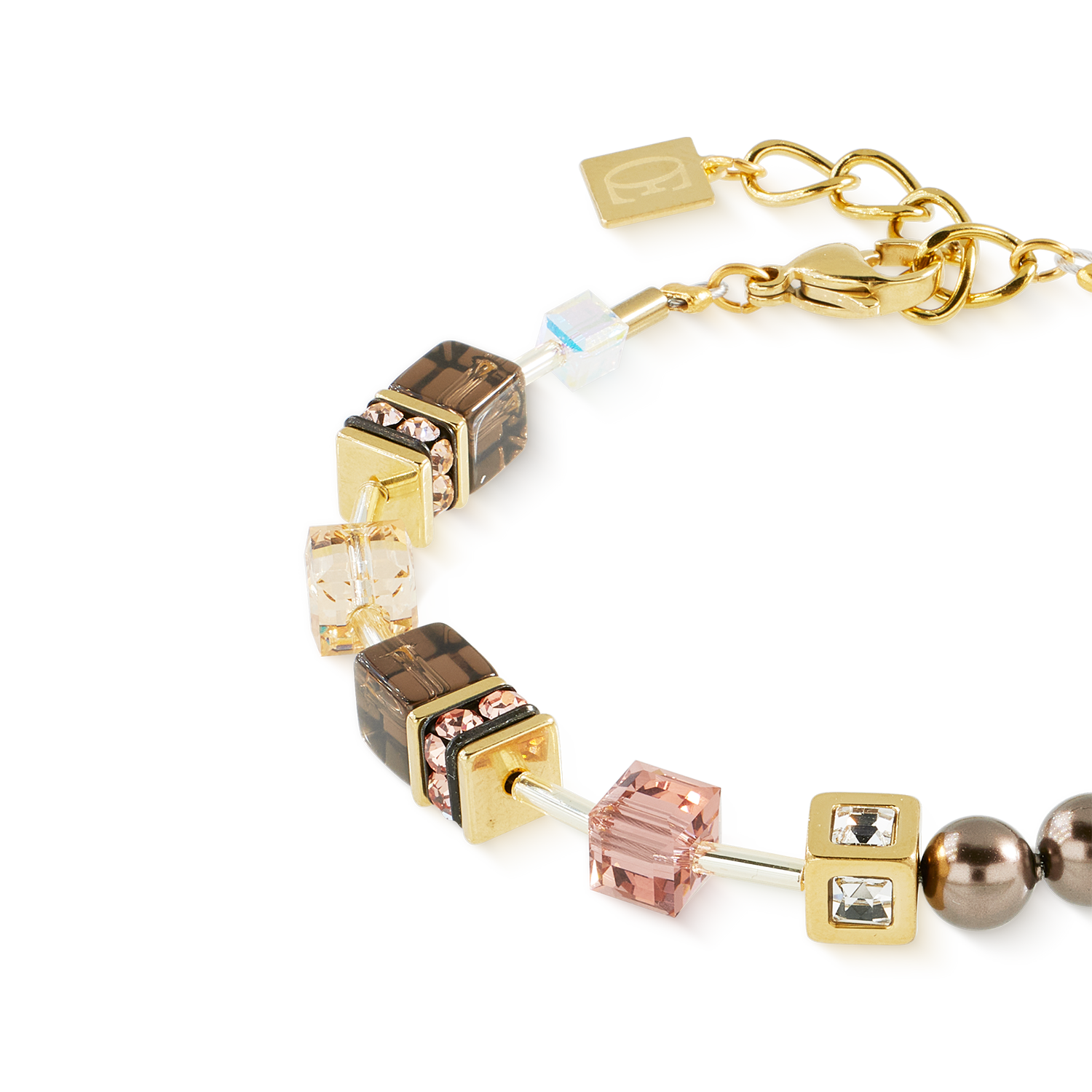 Bracciale GeoCUBE® Precious Fusion Pearls Mocha Mousse