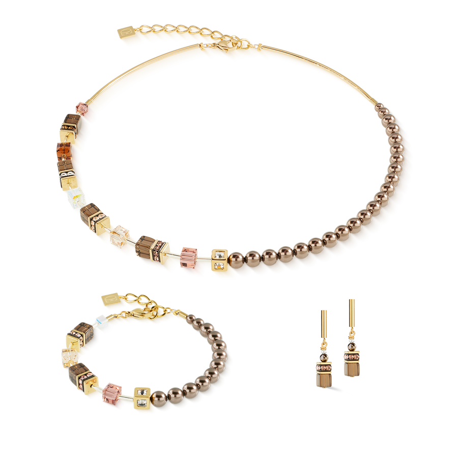Bracciale GeoCUBE® Precious Fusion Pearls Mocha Mousse