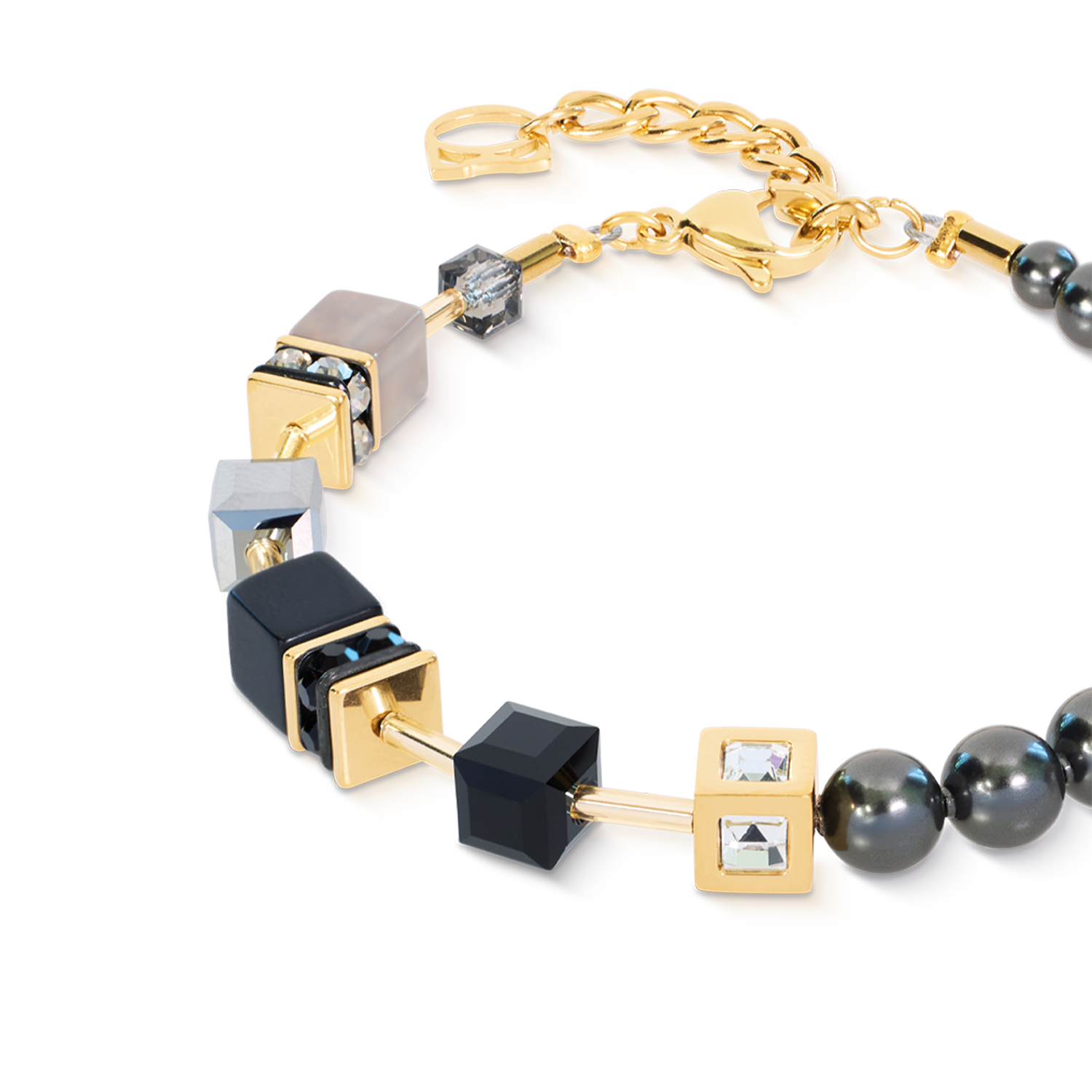 GeoCUBE® Precious Fusion Pearls Bracciale Anthracite Glow