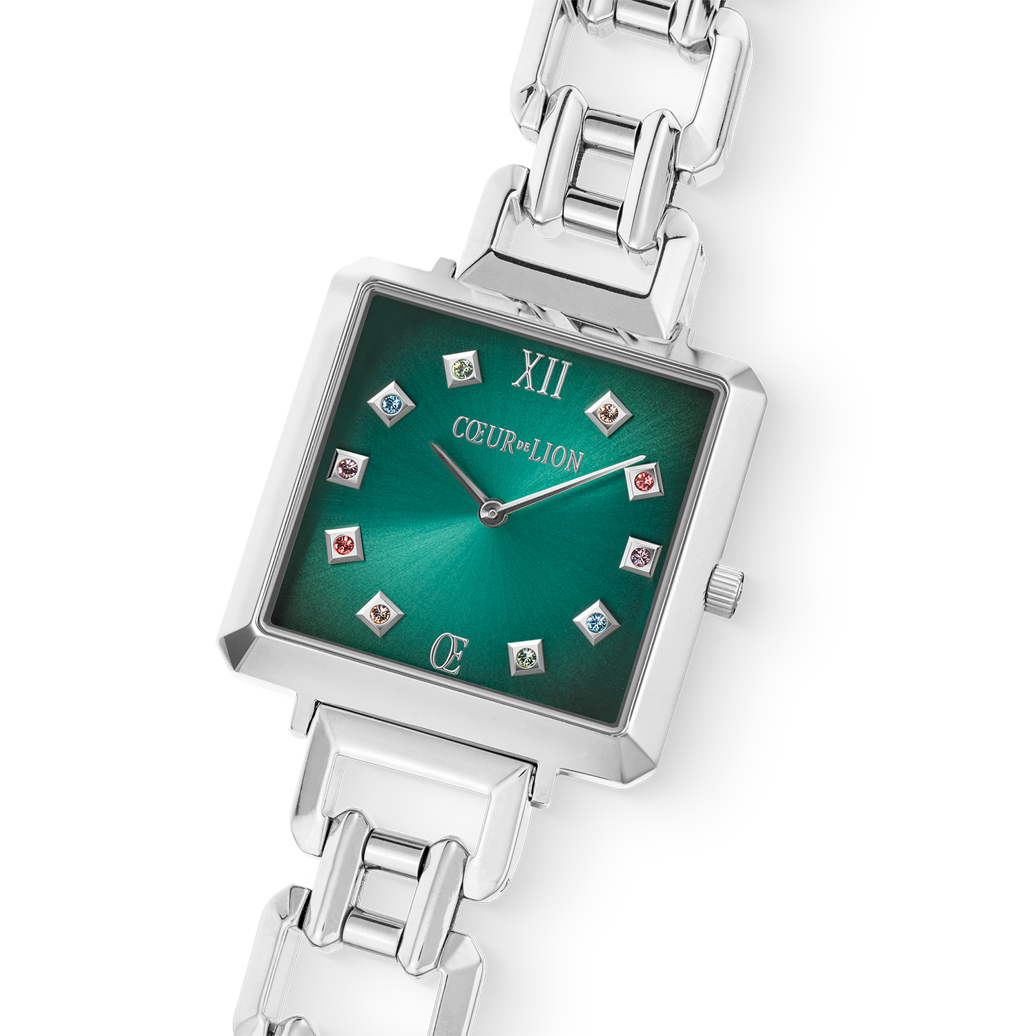 Orologio Iconic Cube Turquoise Glaze Statement argento