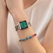 Orologio Iconic Cube Turquoise Glaze Statement argento