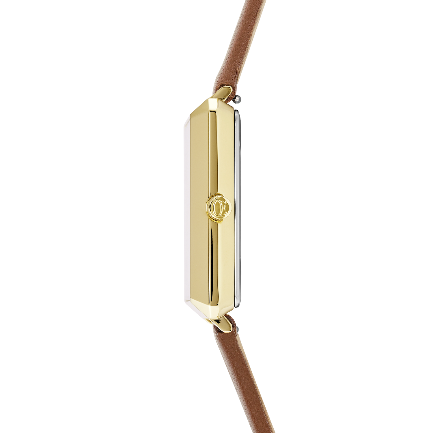 Orologio Iconic Square Gold White Sunray Cinturina in Pelle Classy Marrone