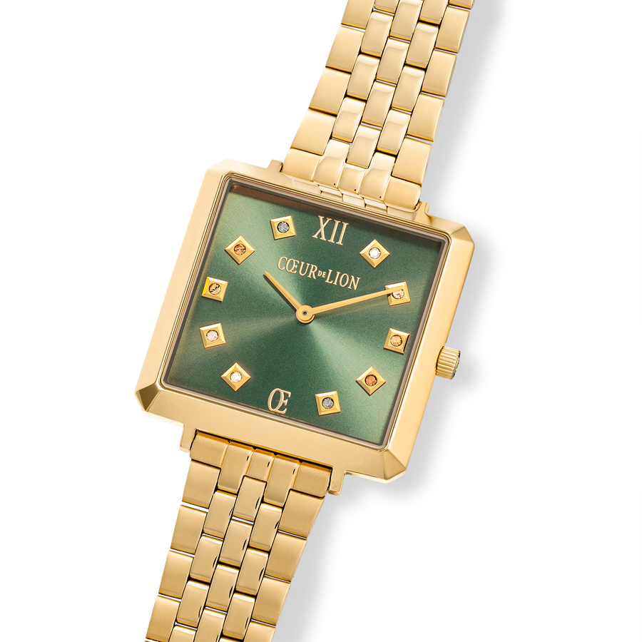 Orologio Iconic Square Glamorous Green Acciaio Inox oro