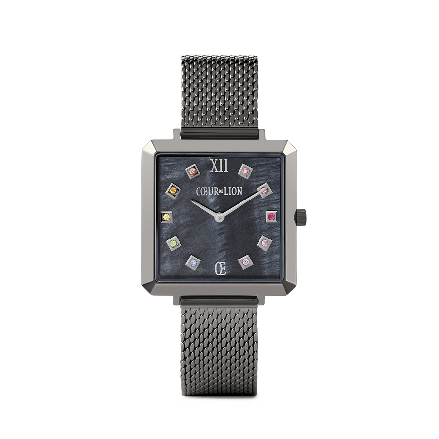 Orologio Iconic Square Antracite Madreperla Milanese Acciaio Inox Antracite