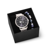 Set Regalo Orologio Rotondo Unisex Midnight Blue e Braccialetto GeoCUBE® Iconic Precious Blu