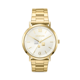 Orologio Rotondo Statement Unisex White Sunray Acciaio Inox Oro Satinato