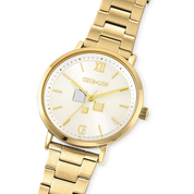 Orologio Rotondo Statement Unisex White Sunray Acciaio Inox Oro Satinato